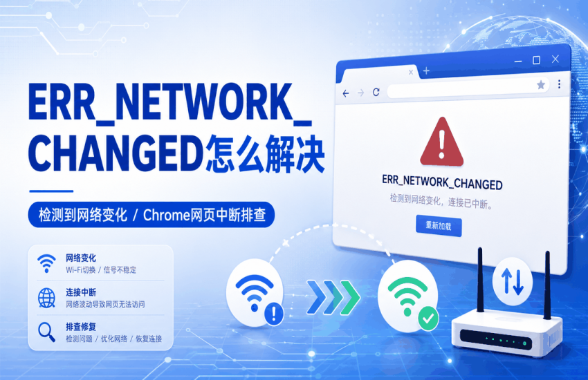 ERR_NETWORK_CHANGED怎么解决，2026年排查Chrome检测到网络变化、Wi-Fi切换、系统代理、TUN、VPN和网页中断问题