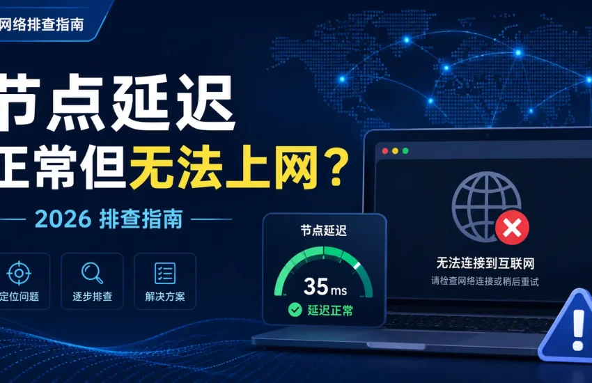 节点延迟正常但无法上网怎么办，2026年从DNS、代理模式、TUN和线路质量逐项排查网络故障