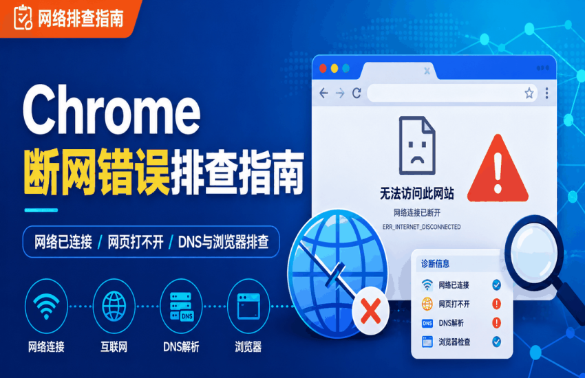 ERR_INTERNET_DISCONNECTED怎么解决，2026年排查Chrome无网络连接、Wi-Fi、DNS、系统代理、TUN和网页打不开问题